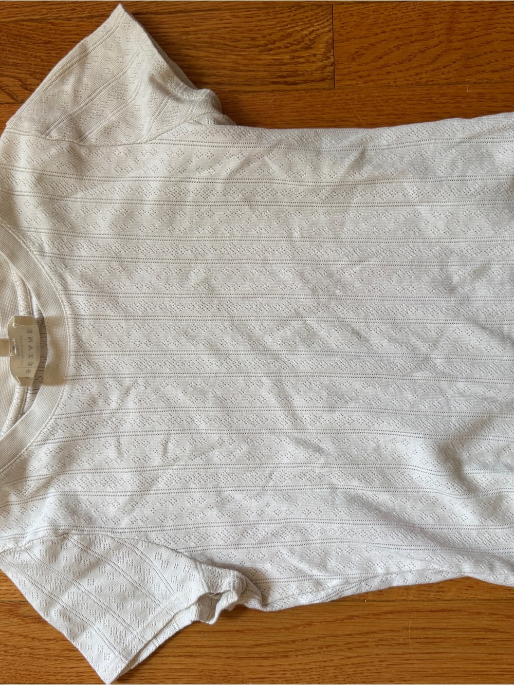 Sezane White Short-Sleeve Eyelet Knit Tee